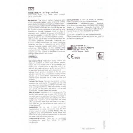Freevision Lasting Comfort Sostituto Lacrimale con Acido Ialuronico 0,3% Camomil