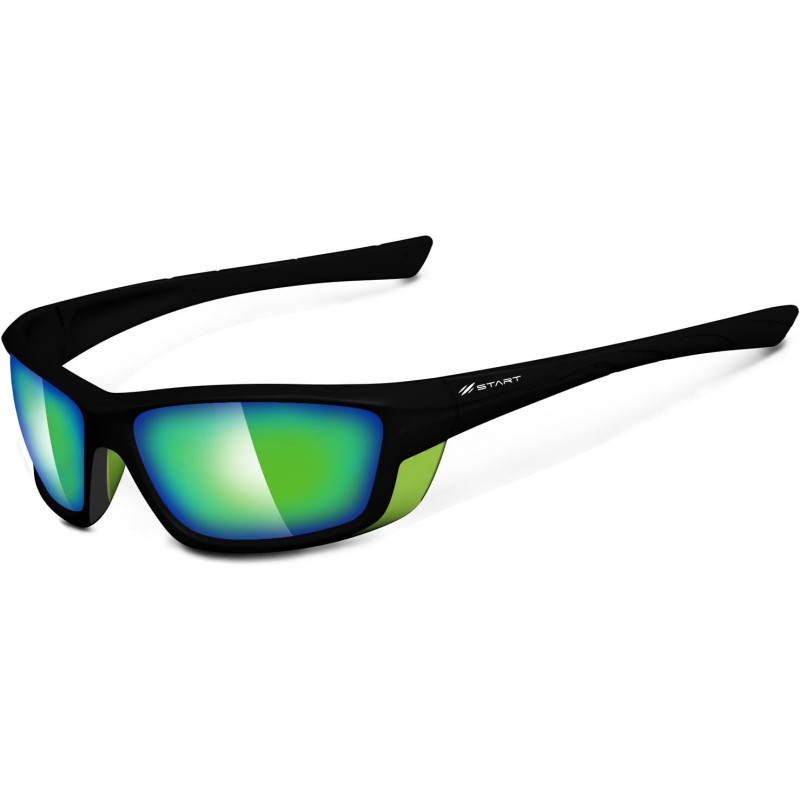 OCCHIALI DA SOLE DA GHIACCIAIO POLARIZZATO CAT 4 GOMMOSO ESTENDIBILE NERO VERDE 100% UV BLOCK SUNGLASSES POLARIZED GLACIER LUNE