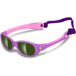 OCCHIALI DA SOLE VIOLA ROSA POLARIZZATO IN GOMMA ELASTICA MORBIDA CON BANDA ELASTICA BIMBA 12-24 MESI