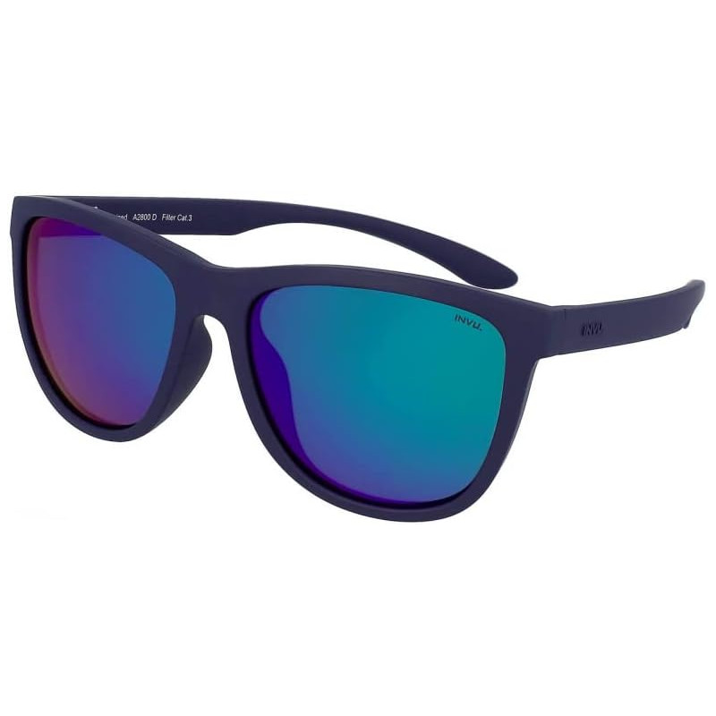 INVU OCCHIALI DA SOLE 2800 B BLU IN GOMMA ESTENDIBILE SPECCHIATO BLU POLARIZZATO 100% SUNGLASSES SONNENBRILLE LUNETTE DE SOLEIL