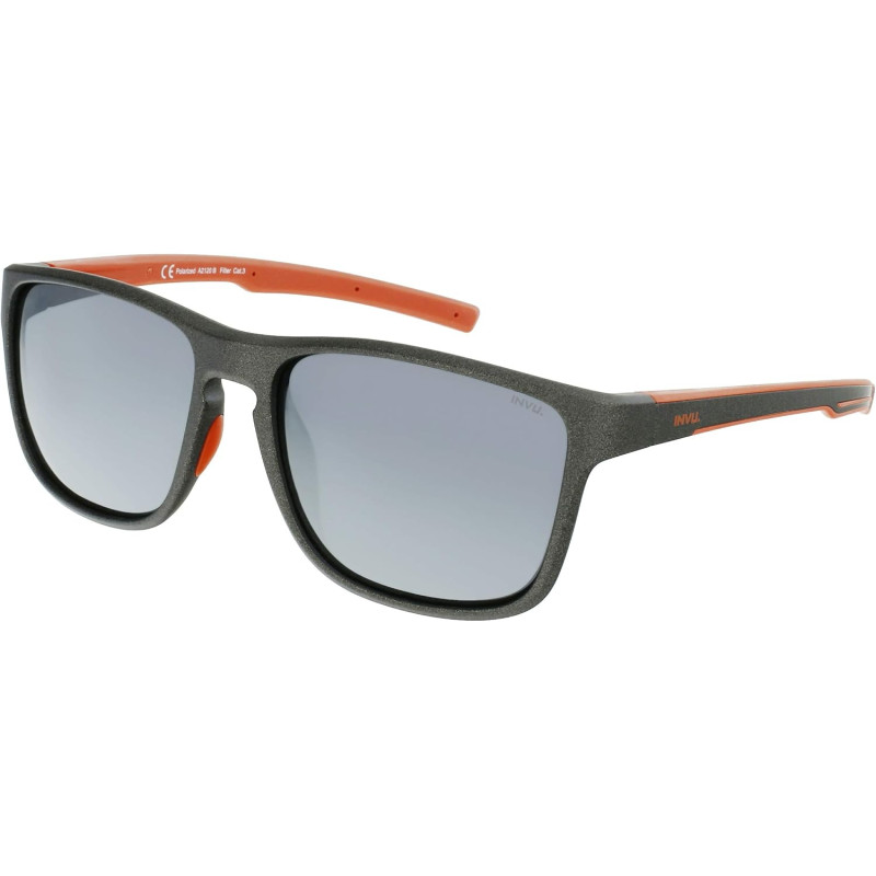 INVU OCCHIALI DA SOLE 2120 B GRIGIO METALLIZZATO SATINATO ARANCIO LENTI POLARIZZATE