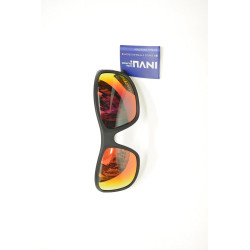 INVU Occhiali da Sole POLARIZZATI 2501 F Nero SPECCHIATO Rosso Elastico INDEFORMABILE Lenti 100% UV Block Sunglasses Polarized
