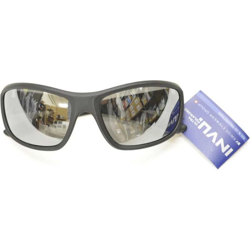 OCCHIALI DA SOLE POLARIZZATI INVU A 2501 G NERO SPECCHIATO SILVER ELASTICO INDEFORMABILE LENTI 100% UV BLOCK SUNGLASSES POLARIZ
