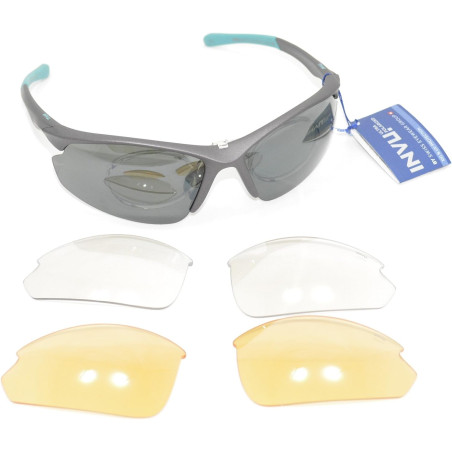 INVU Occhiali da Sole POLARIZZATI 2508 A Grigio Blu Lenti INTERCAMBIABILI 100% UV Block Sunglasses Polarized