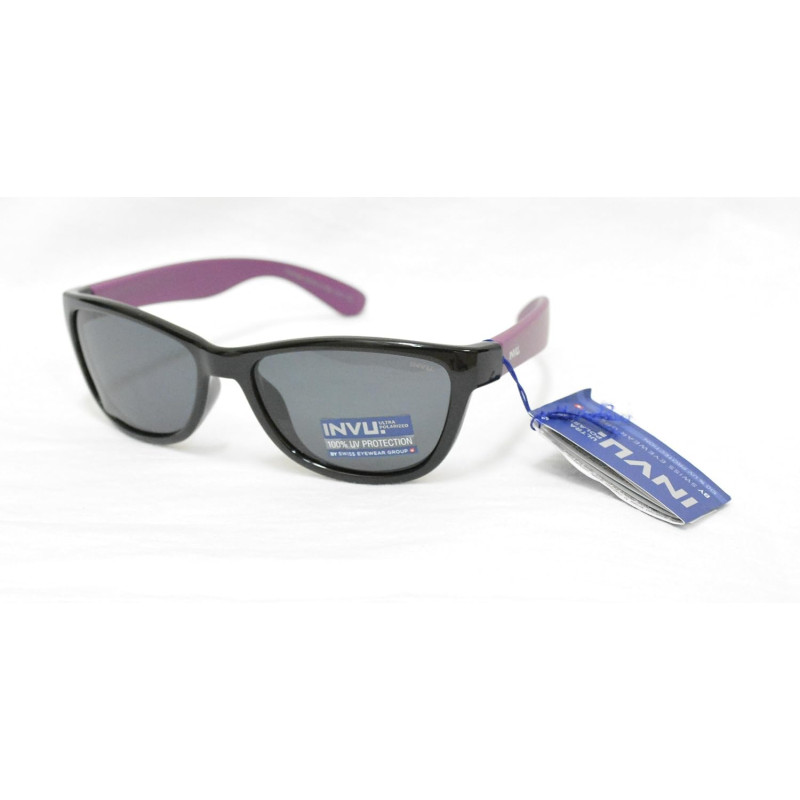 OCCHIALI DA SOLE POLARIZZATI BIMBO INVU K 2416 A NERO VIOLA LENTI 100% UV BLOCK SUNGLASSES POLARIZED