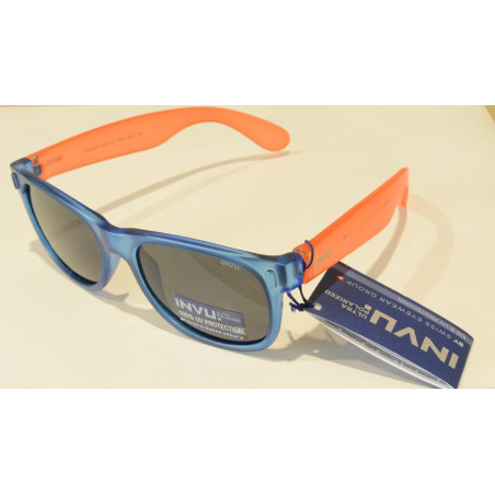 OCCHIALI DA SOLE POLARIZZATI BIMBO BIMBA INVU K 2410 C BLU ARANCIO LENTI 100% UV BLOCK SUNGLASSES POLARIZED
