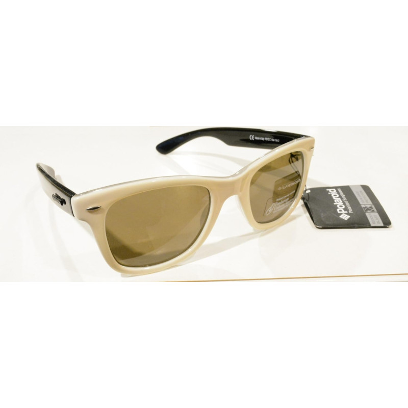 OCCHIALI DA SOLE POLARIZZATI POLAROID P 912 C CREMA NERO 100% UV BLOCK SUNGLASSES POLARIZED PICCOLO DIFETTO PREZZO DI REALIZZO