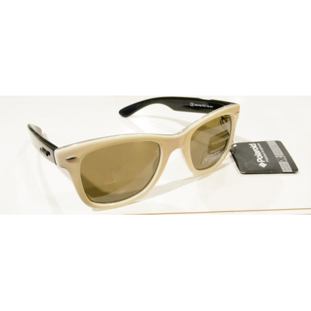 OCCHIALI DA SOLE POLARIZZATI POLAROID P 912 C CREMA NERO 100% UV BLOCK SUNGLASSES POLARIZED PICCOLO DIFETTO PREZZO DI REALIZZO