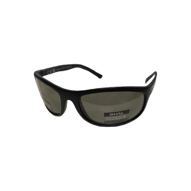INVU Occhiali Da Sole A2104F Nero Uomo Adulto Lenti Polarizzate Grigio Verde Gomma Flessibile