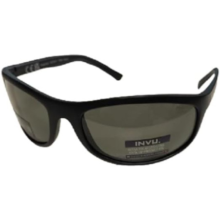 INVU Occhiali Da Sole A2104F Nero Uomo Adulto Lenti Polarizzate Grigio Verde Gomma Flessibile