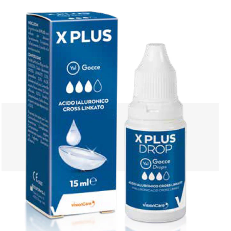 3 x Freevision xplus Sostituto Lacrimale con Acido Ialuronico cross-linkato 0,2% 15