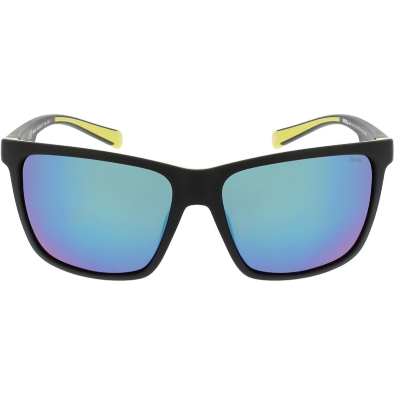 INVU Occhiali Da Sole IA22417B Nero Giallo Uomo Adulto Lenti Polarizzate Specchiate Verde